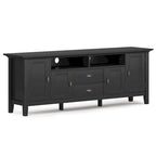 Meuble TV transitionnel en BOIS MASSIF Mansfield de 72 pouces de large pour téléviseurs jusqu'à 80 pouces - 72 L x 16,5 P x 26 H