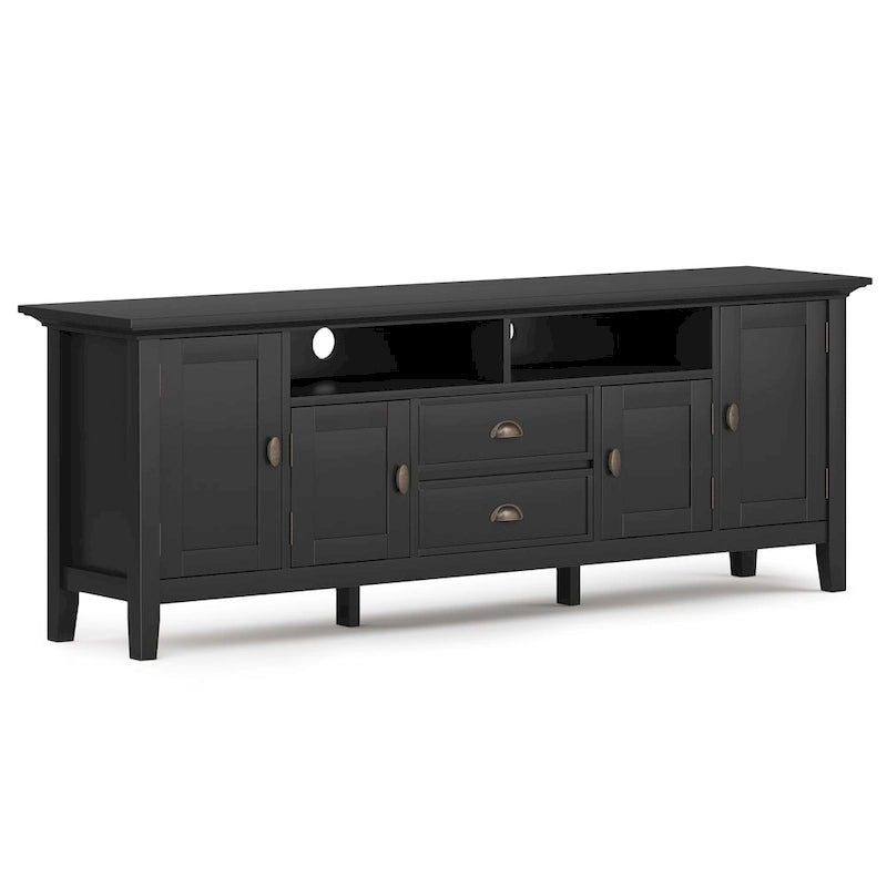 Meuble TV transitionnel en BOIS MASSIF Mansfield de 72 pouces de large pour téléviseurs jusqu'à 80 pouces - 72 L x 16,5 P x 26 H