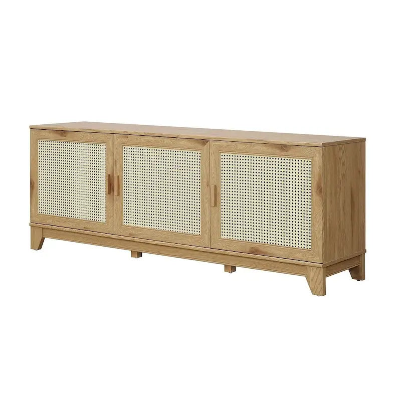 Meuble console multimédia moderne en cannage Sheridan de 62,99 po.