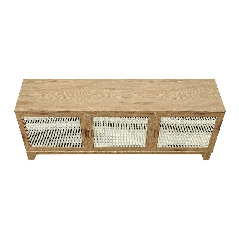 Meuble console multimédia moderne en cannage Sheridan de 62,99 po.