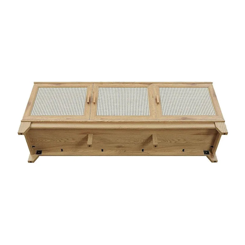 Meuble console multimédia moderne en cannage Sheridan de 62,99 po.