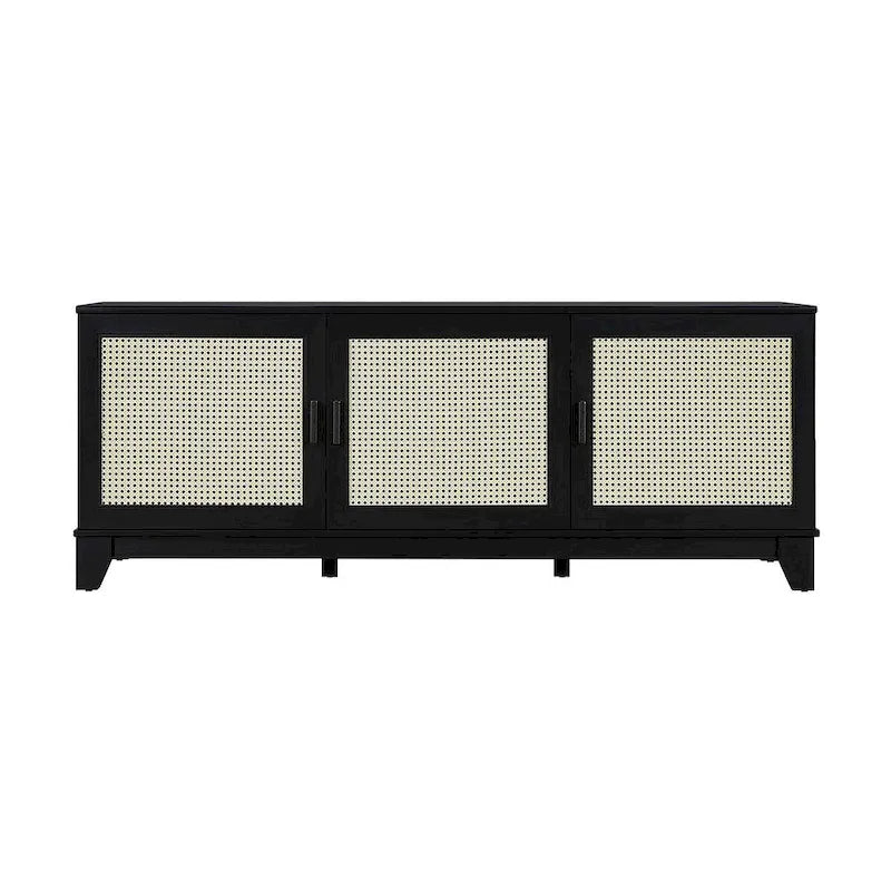 Meuble console multimédia moderne en cannage Sheridan de 62,99 po.