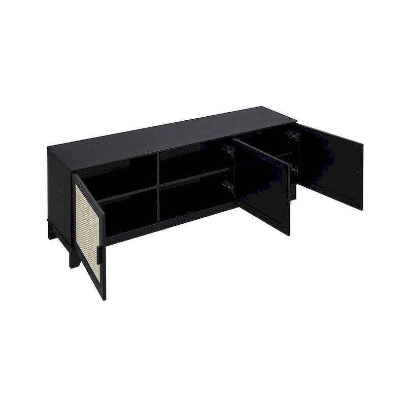 Meuble console multimédia moderne en cannage Sheridan de 62,99 po.
