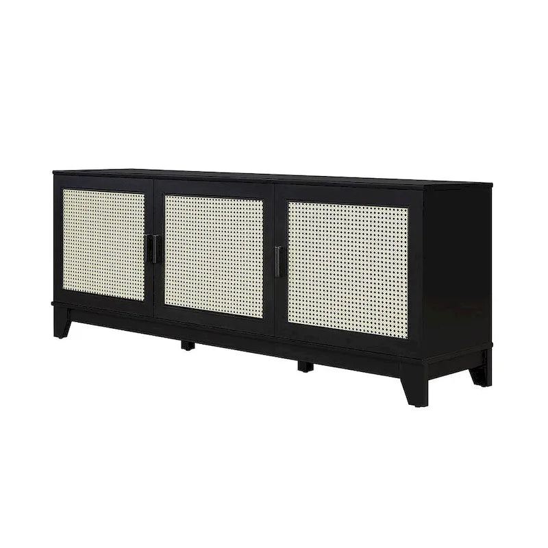 Meuble console multimédia moderne en cannage Sheridan de 62,99 po.