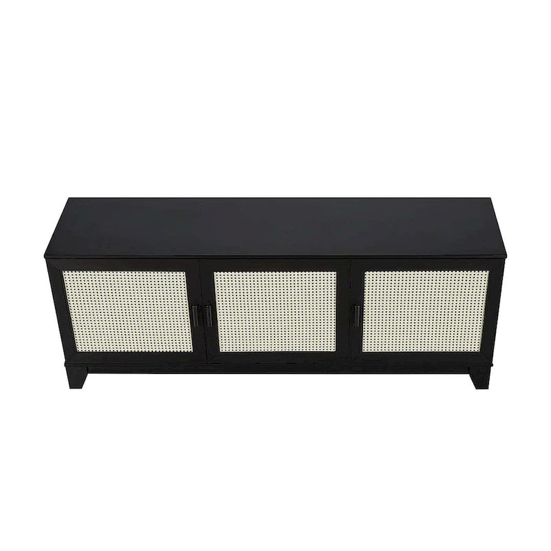 Meuble console multimédia moderne en cannage Sheridan de 62,99 po.