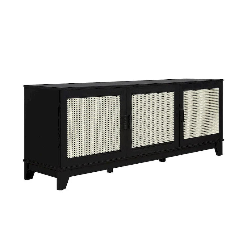 Meuble console multimédia moderne en cannage Sheridan de 62,99 po.