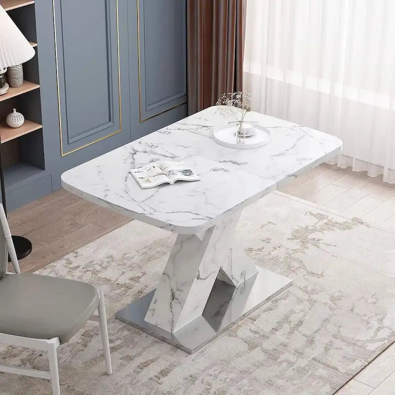 Table à manger carrée en marbre, moderne, L 120-160 cm