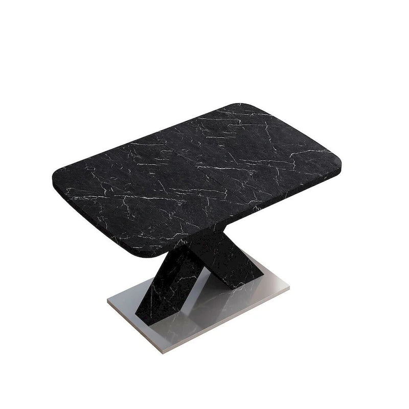 Table à manger carrée en marbre, moderne, L 120-160 cm