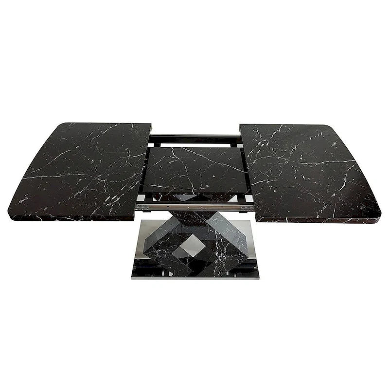 Table à manger carrée en marbre, moderne, L 120-160 cm