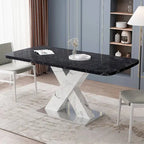 Table à manger carrée en marbre, moderne, L 120-160 cm
