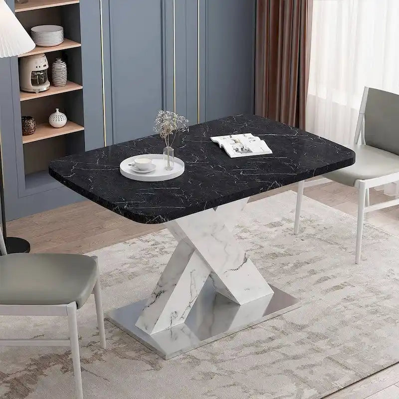 Table à manger carrée en marbre, moderne, L 120-160 cm