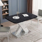 Table à manger carrée en marbre, moderne, L 120-160 cm