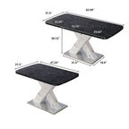 Table à manger carrée en marbre, moderne, L 120-160 cm