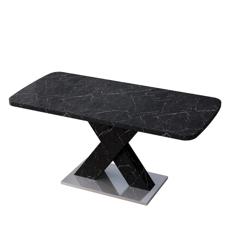 Table à manger carrée en marbre, moderne, L 120-160 cm