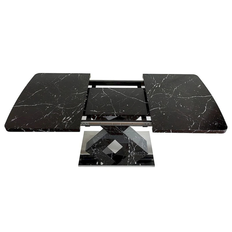 Table à manger carrée en marbre, moderne, L 120-160 cm