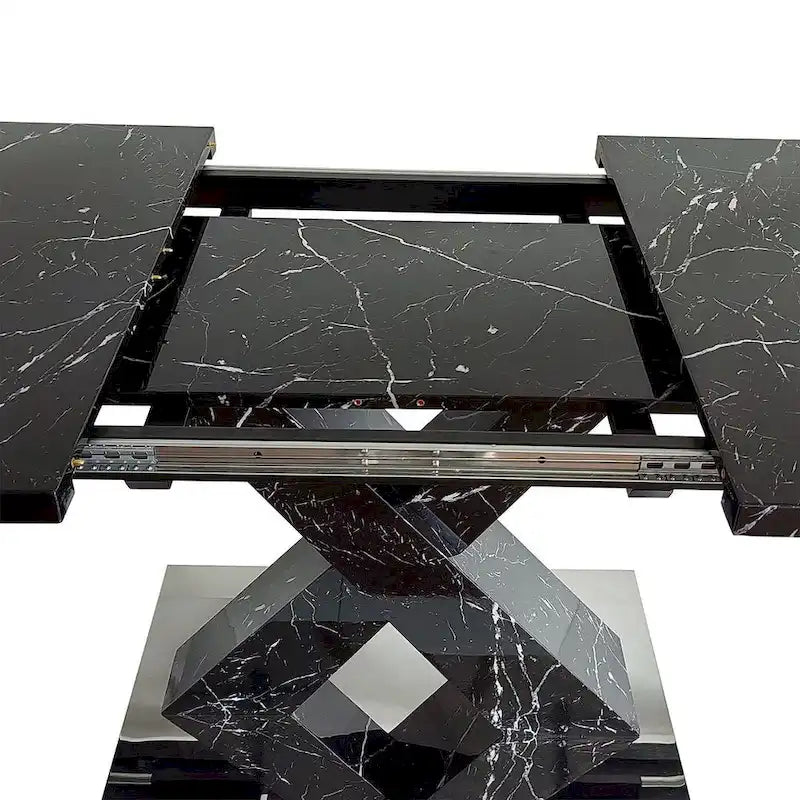 Table à manger carrée en marbre, moderne, L 120-160 cm