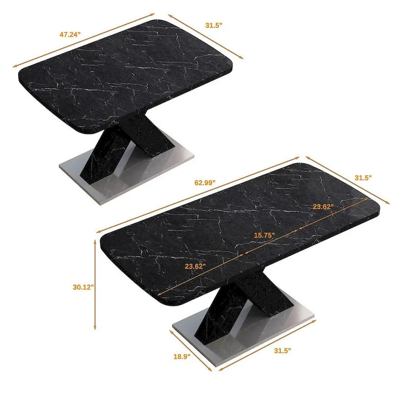 Table à manger carrée en marbre, moderne, L 120-160 cm