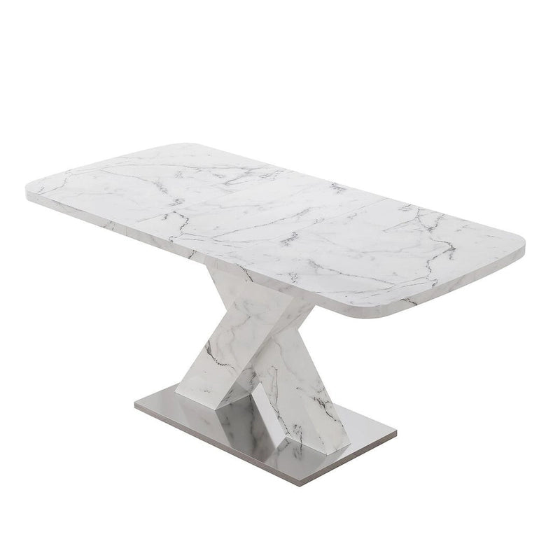 Table à manger carrée en marbre, moderne, L 120-160 cm
