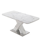 Table à manger carrée en marbre, moderne, L 120-160 cm