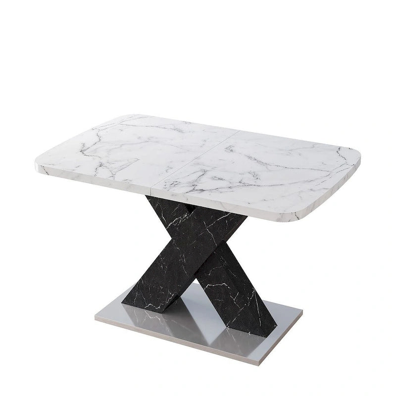 Table à manger carrée en marbre, moderne, L 120-160 cm