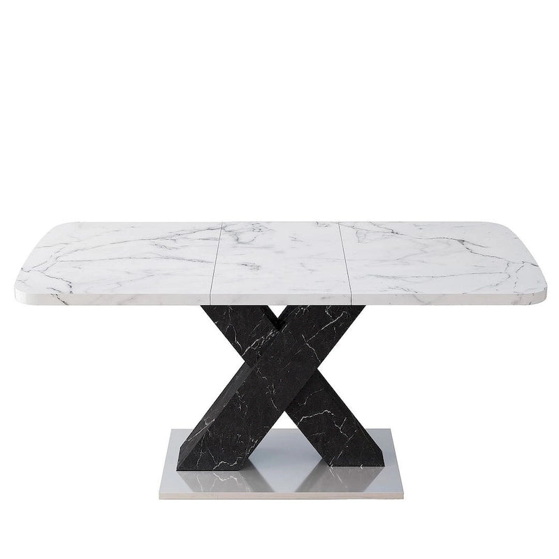 Table à manger carrée en marbre, moderne, L 120-160 cm