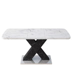 Table à manger carrée en marbre, moderne, L 120-160 cm