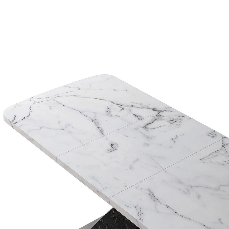 Table à manger carrée en marbre, moderne, L 120-160 cm