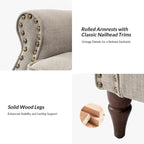 Lot de 2 chaises d'appoint rembourrées et confortables avec pieds en bois tournés et garniture cloutée par