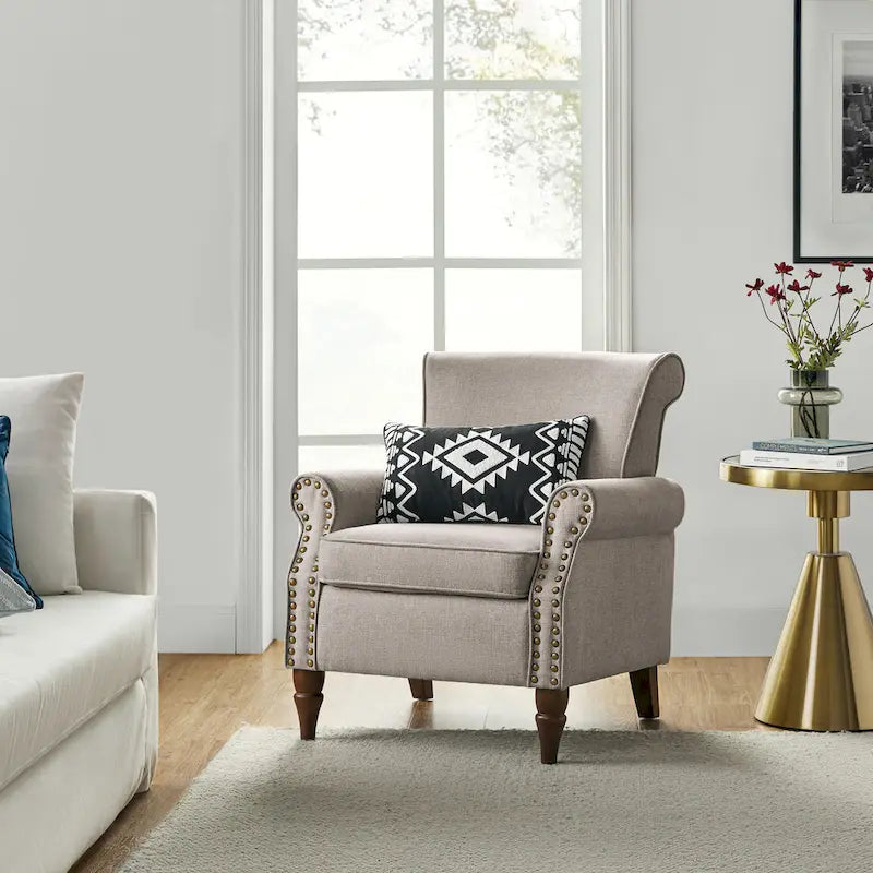 Lot de 2 chaises d'appoint rembourrées et confortables avec pieds en bois tournés et garniture cloutée par