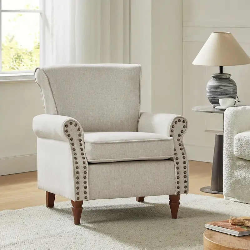 Lot de 2 chaises d'appoint rembourrées et confortables avec pieds en bois tournés et garniture cloutée par