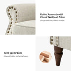 Lot de 2 chaises d'appoint rembourrées et confortables avec pieds en bois tournés et garniture cloutée par