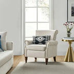 Lot de 2 chaises d'appoint rembourrées et confortables avec pieds en bois tournés et garniture cloutée par