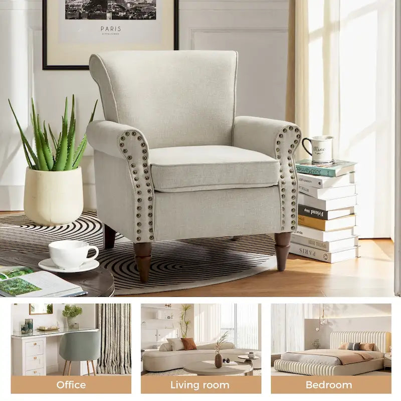 Lot de 2 chaises d'appoint rembourrées et confortables avec pieds en bois tournés et garniture cloutée par