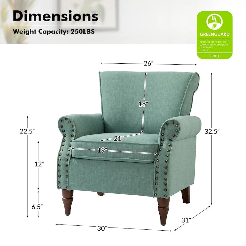 Lot de 2 chaises d'appoint rembourrées et confortables avec pieds en bois tournés et garniture cloutée par