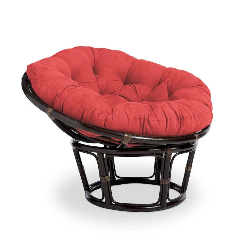 Fauteuil Papasan en rotin Bali de 106,68 cm avec coussin en microsuède