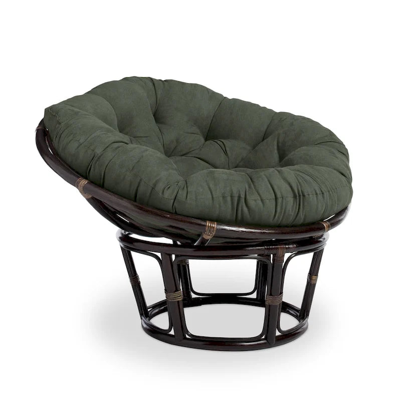 Fauteuil Papasan en rotin Bali de 106,68 cm avec coussin en microsuède