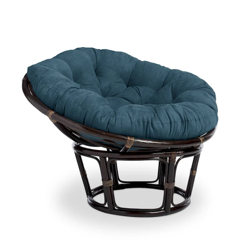 Fauteuil Papasan en rotin Bali de 106,68 cm avec coussin en microsuède