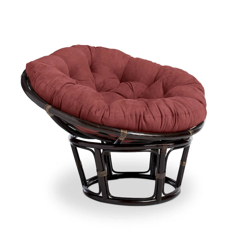 Fauteuil Papasan en rotin Bali de 106,68 cm avec coussin en microsuède
