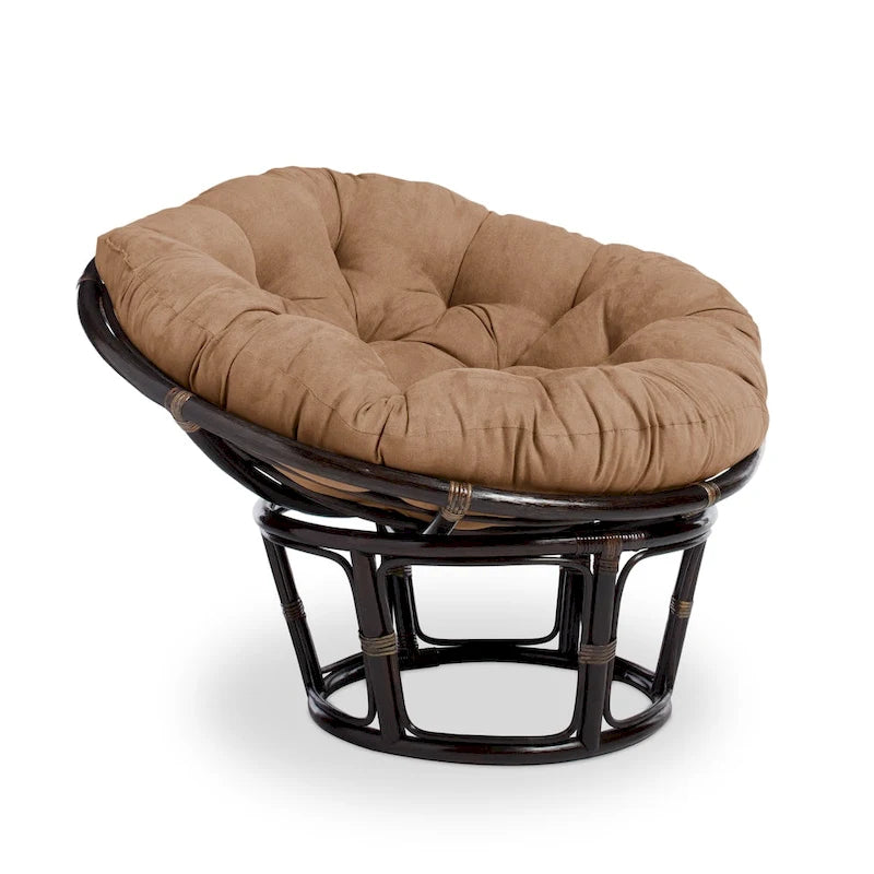 Fauteuil Papasan en rotin Bali de 106,68 cm avec coussin en microsuède