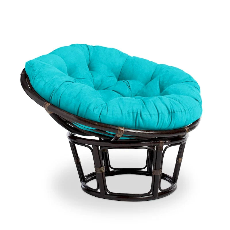 Fauteuil Papasan en rotin Bali de 106,68 cm avec coussin en microsuède