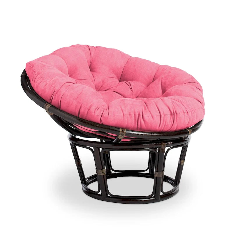 Fauteuil Papasan en rotin Bali de 106,68 cm avec coussin en microsuède