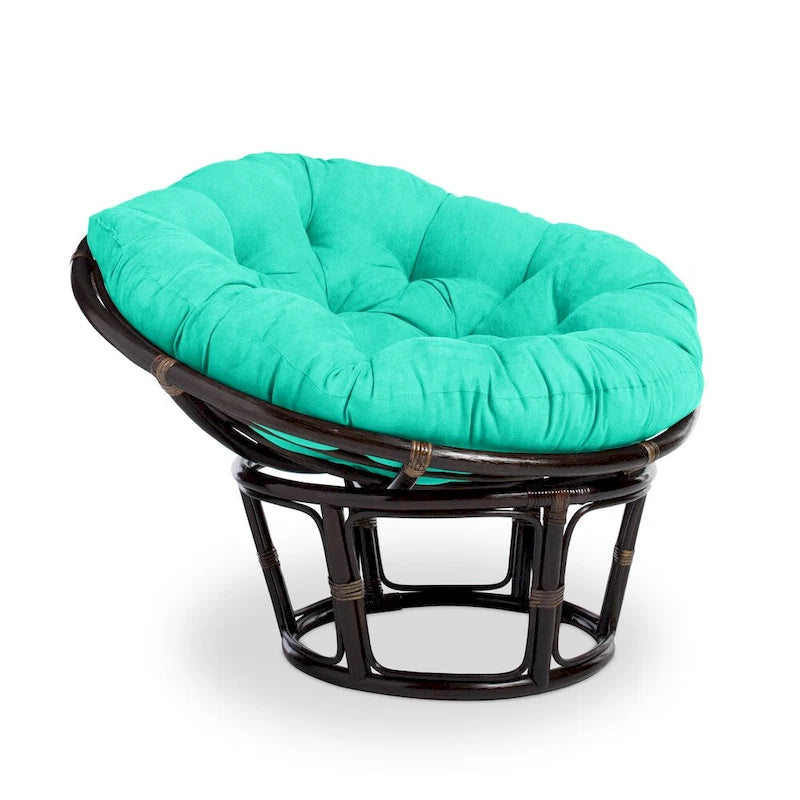 Fauteuil Papasan en rotin Bali de 106,68 cm avec coussin en microsuède