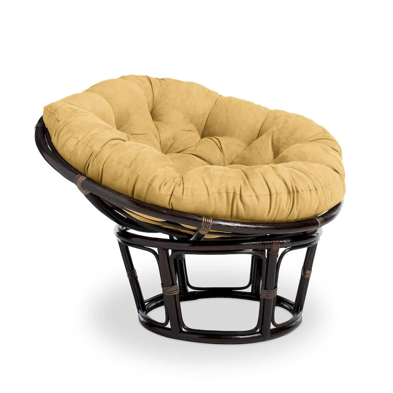 Fauteuil Papasan en rotin Bali de 106,68 cm avec coussin en microsuède