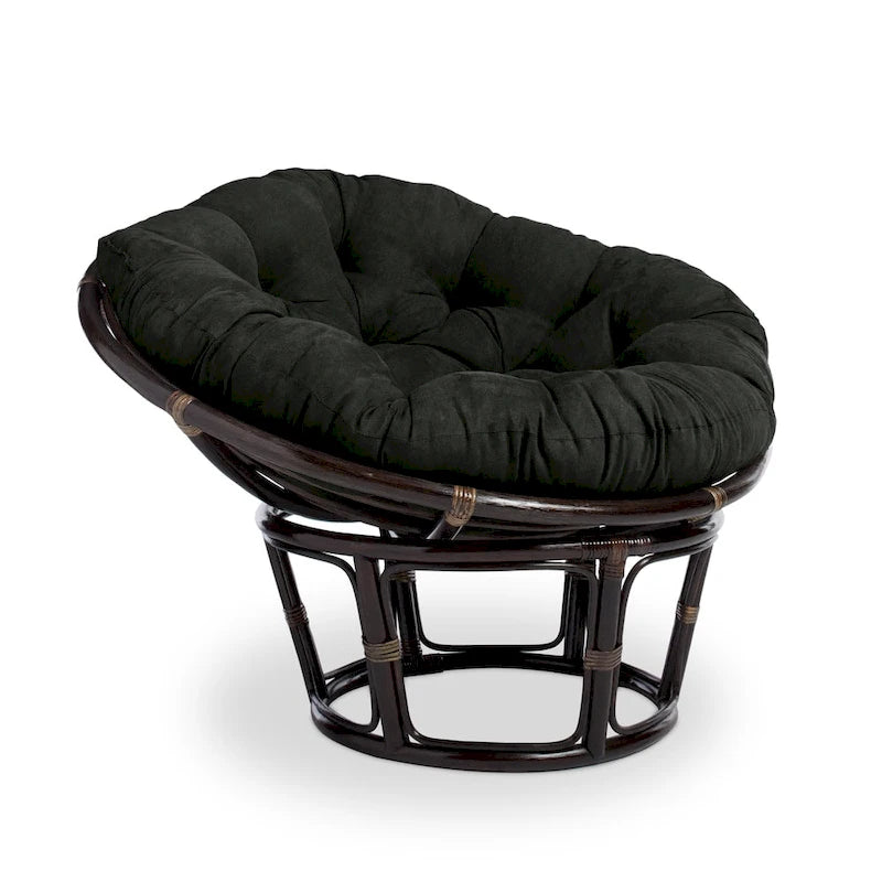 Fauteuil Papasan en rotin Bali de 106,68 cm avec coussin en microsuède