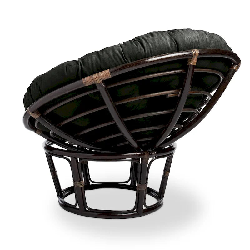 Fauteuil Papasan en rotin Bali de 106,68 cm avec coussin en microsuède