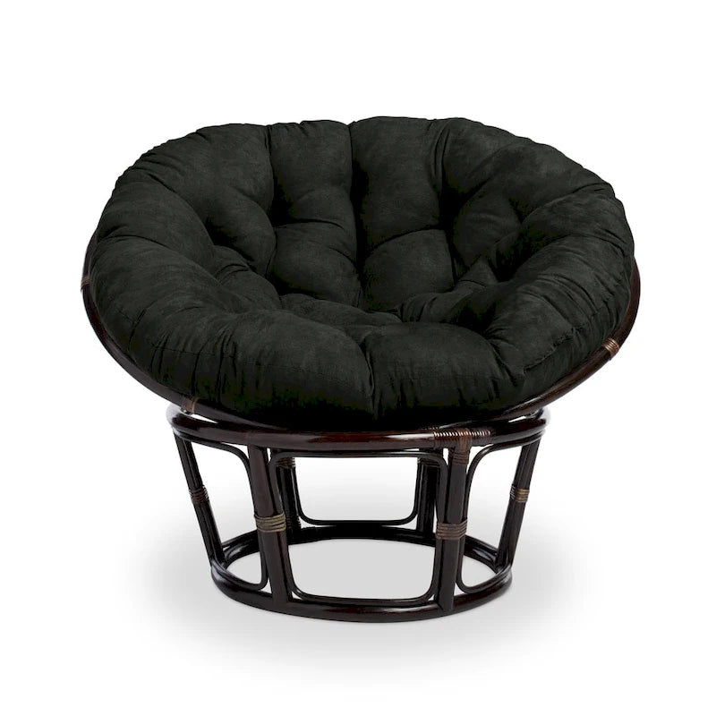 Fauteuil Papasan en rotin Bali de 106,68 cm avec coussin en microsuède