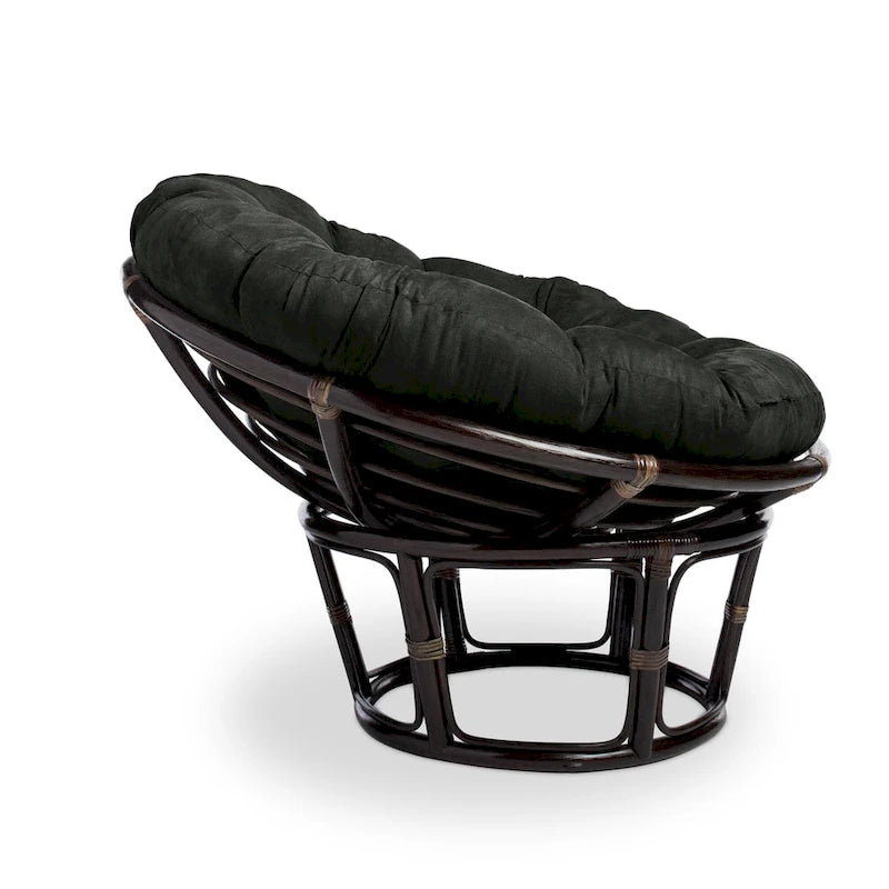 Fauteuil Papasan en rotin Bali de 106,68 cm avec coussin en microsuède