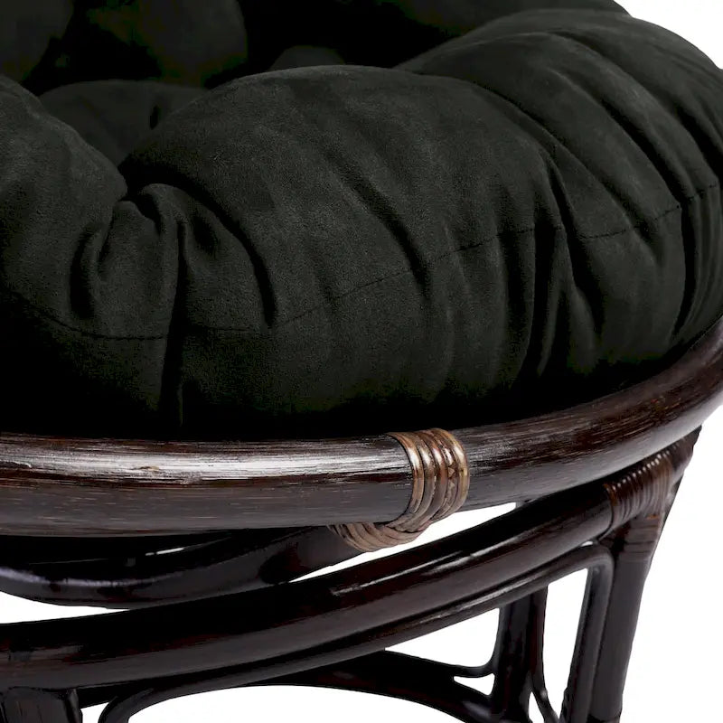 Fauteuil Papasan en rotin Bali de 106,68 cm avec coussin en microsuède