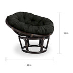 Fauteuil Papasan en rotin Bali de 106,68 cm avec coussin en microsuède