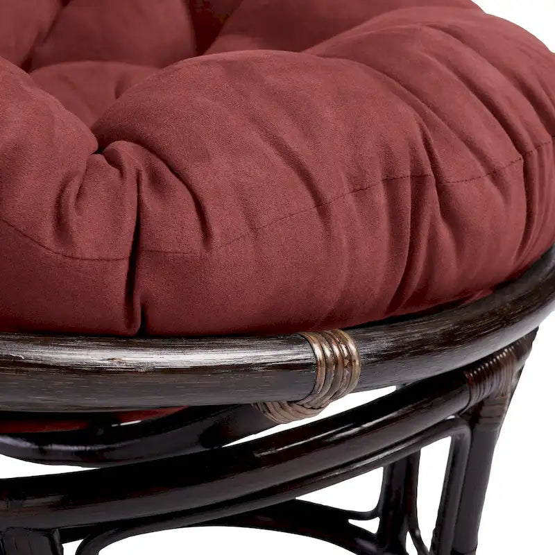 Fauteuil Papasan en rotin Bali de 106,68 cm avec coussin en microsuède